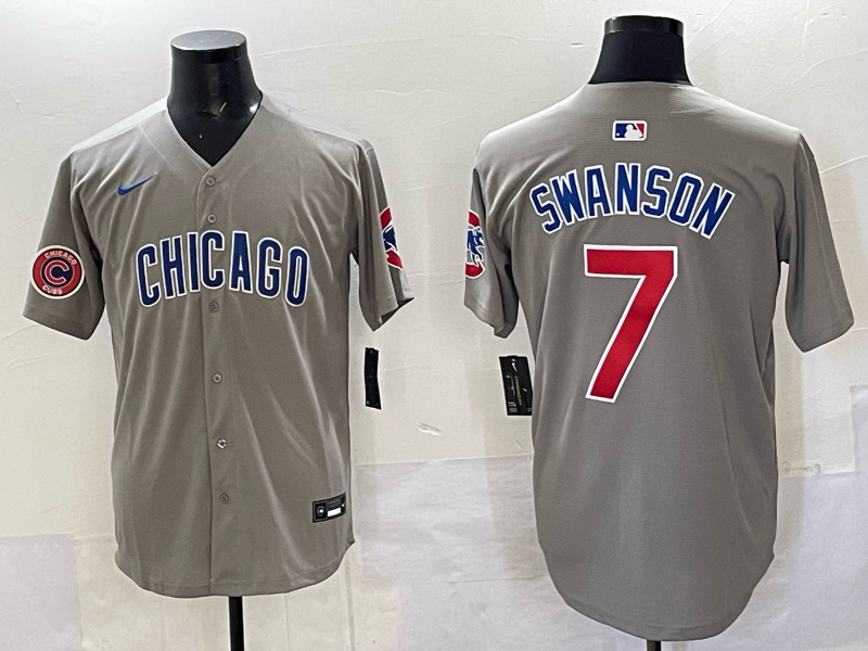 Men Chicago Cubs #7 Swanson grey Nike MLB 2025 jersey 008->detroit lions->NFL Jersey